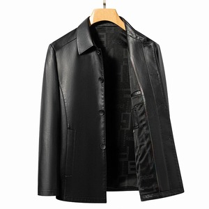 Nueva chaqueta de cuero de solapa fina para hombre con chaqueta de cuero genuino de un solo pecho, chaqueta de piel de oveja de traje de primavera y otoño - Product Image 4