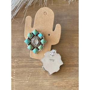 Southwest Handmade Multi Stone <b>Sterling</b> <b>Silver</b> <b>Stud</b> Earrings Geometric Pattern - Product Image 5