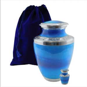 Urne funéraire en métal bleu fait à la main de qualité supérieure pour les cendres souvenir commémoratif funéraire personnalisé - Product Image 1