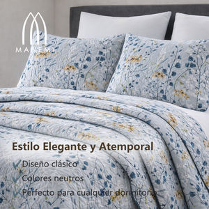 Ensemble de couette en polyester imprimé végétal de luxe, taille king, respirant, léger, couleur unie, toutes saisons - Product Image 2