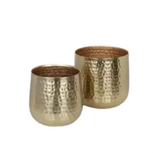 Macetas de Metal martillado con soporte de Color dorado de hierro Atractivo hogar jardín decoración macetas flores hierbas contenedor - Product Image 3
