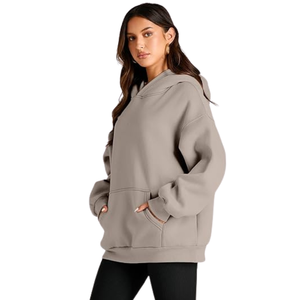 Plus Size Hooded Sweatshirt, Unisex Warm Fleece Pullover <b>Hoodie</b>, Casual <b>Oversized</b> Streetwear for Cold Weather - Product Image 4