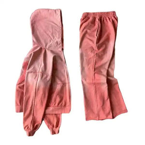 Conjunto Deportivo de Invierno para Hombre, Estilo Vintage, con Capucha, Holgado, de Poliéster/Algodón, Lavado Ácido, Pantalones Deportivos Acampanados, Tejido Informal - Product Image 5