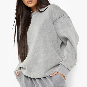 Producto de ropa deportiva, ropa de calle informal, figuras de hombros caídos, sudaderas con capucha transpirables ecológicas, Sudadera de punto para mujer - Product Image 5