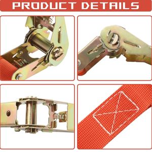 <span class=keywords><strong>Sangle</strong></span> <span class=keywords><strong>à</strong></span> <span class=keywords><strong>cliquet</strong></span> en polyester/nylon de 1 pouce, 2 m x 25 mm, capacité de charge de 500 kg, <span class=keywords><strong>sangle</strong></span> de contrôle de cargaison réglable - Product Image 3