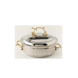 Floral Design Golden Handles & Hammering Pattern Stainless Steel Hot <b>Pot</b> With Lid for Home Hotel <b>Kitchen</b> Food Supplies Hotpots - Product Image 1