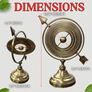 Globe sphère d'artefact nautique en laiton authentique nautique fait à la main avec flèche percée en laiton | Figurines de collection pour les maisons - Product Image 2