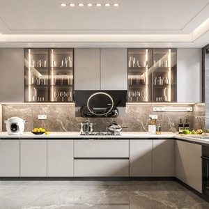 Gabinetes <span class=keywords><strong>de</strong></span> <span class=keywords><strong>Cocina</strong></span> Modulares <span class=keywords><strong>de</strong></span> Madera Contrachapada <span class=keywords><strong>de</strong></span> Melamina <span class=keywords><strong>con</strong></span> Encimera <span class=keywords><strong>de</strong></span> Cuarzo, Listos para Armar - Product Image 2