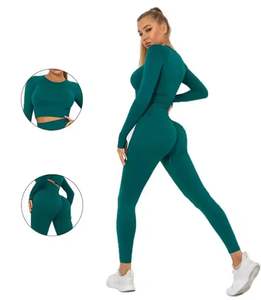 Pantalones de Yoga sin costuras de cintura alta sólido Tie Dye V-Cut Scrunch Butt Fitness Gym Crossover cintura Leggings entrenamiento 2024 - Product Image 1