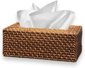 Rattan <b>Tissue</b> <b>Box</b> With Tight Weave Pattern Providing A Durable And Attractive Storage Solution For Facial <b>Tissues</b> - Product Image 5