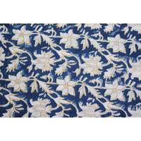 Nappe rectangulaire en coton et lin 100 % indien, imprimée à la main, motif floral bleu, 60 x 90 pouces, pour la maison, l'hôtel, la salle à manger et la décoration.
