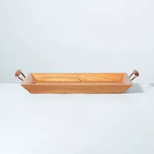Bandeja de servicio ecológica hecha a mano de madera dura sostenible con sellador de belleza de larga duración para exportación - Product Image 3