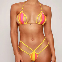 Maillot de bain micro deux pièces personnalisé ultra sexy pour femme, style brésilien, mini bikini, avec cristaux, réversible et rembourrage amovible