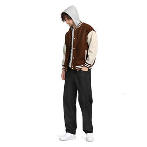 Chaquetas de béisbol de lana con estilo más vendidas para hombres Varsity Winter Wear con capucha extraíble y cuello alto - Product Image 4