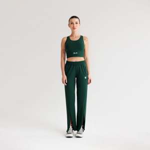Pantalones Acampanados de Cintura Alta para Mujer, Flex Aura, Color Verde Pantano, Tejido Transpirable, Decoración a Rayas, Estilo Casual y Dulce para Verano y Otoño - Product Image 3