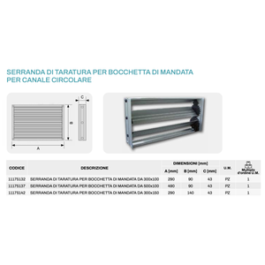 Tecnosystemi - Amortiguador de Calibración HVAC de Acero Galvanizado Industrial para Salida de Conducto Rectangular - Product Image 4