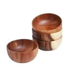 Juego de vajilla de madera pulida para cocina Incluye cuencos de sopa y frutero para servir comida y frutas para fiesta - Product Image 1