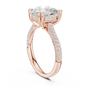 Anillo de Compromiso de Lujo con Diamante en Forma de Corazón y Banda Pavé |   Anillo de Diamantes con Engaste Personalizado - Product Image 1