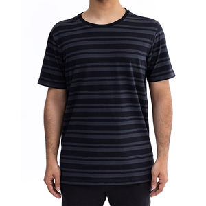 Venta al por mayor de dos tonos de rayas horizontales Camiseta de cuello redondeado de gran tamaño para hombre Tops - Product Image 5