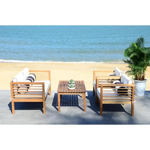 Ensemble de canapés de jardin en teck massif moderne, 4 pièces, avec sièges rembourrés confortables pour une utilisation en extérieur dans les hôtels et les villas - Product Image 2