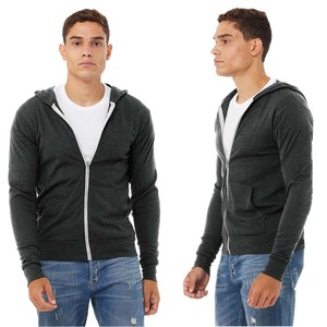 Bella + Canvas Sweat à capuche unisexe d'hiver léger en polaire brodé et teint uni avec fermeture éclair intégrale, Service OEM en gros, Sweats à capuche et sweats - Product Image 1