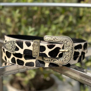 Cinturón de Cuero Genuino con Hebilla de Estilo Vintage, Hebilla Occidental de Aleación Resistente y Cómoda, Material de Aleación Duradero, Ajustable - Product Image 1