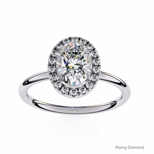 3,32 Ct Oval Cut Lab Grown Diamond Halo Set Anillo de compromiso Oro amarillo CVD Anillo de diamante Regalo de aniversario para ella - Product Image 5