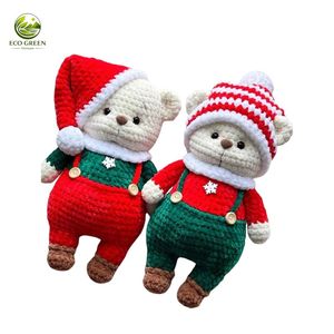 Figurine de renne en peluche tricotée à la main, poupée de Noël rembourrée, décoration de Noël douce et naturelle pour le salon, cadeau décoratif - Product Image 1