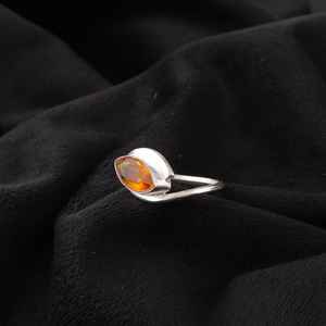 Anillo de Compromiso de Plata de Ley Chapado en Oro de 14K con Citrino Talla Marquesa de 1.40 Quilates, Hecho a Mano, con Piedra Preciosa, para Mujer, Regalo - Product Image 5