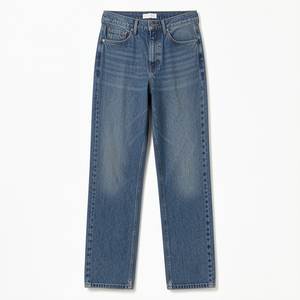 Jean en denim vintage coupe slim pour homme, taille mi-haute, bleu personnalisé, écologique, grande taille, respirant, avec logo patchwork à la taille - Product Image 3