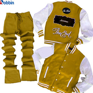 Ensemble de survêtement de baseball classique XXL de haute qualité, logo personnalisé, sweat-shirts à capuche et pantalons pour hommes, patchwork, pour le jogging, les sports - Product Image 2