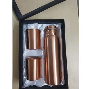 Reine Kupfer wasser flasche 32oz - 1 Liter motivierende wieder verwendbare Metall wasser flaschen mit natürlichen gesundheit lichen Vorteilen zum Trinken