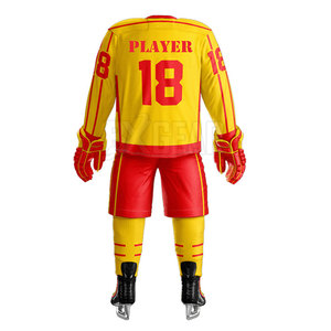Conjunto de Jersey y pantalones de hockey sobre hielo hecho en fábrica diseñado para jugadores profesionales con ajuste cómodo y diseño elegante - Product Image 5