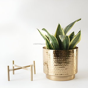 Precio al por mayor de maceta de oro martillado de metal para oficina interior y exterior de mesa - Product Image 3