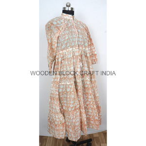 Vestido Maxi de Algodón Natural Lavable Hecho a Mano para Mujer, Cuello en V, Manga Larga, Botones, Estampado de Leones y Bosques, Estilo Bohemio Vintage - Product Image 3