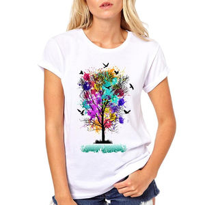 Camisetas de algodón con diseño impreso personalizado para mujeres y niñas, ropa informal de alta calidad, venta al por mayor, precio de exportación - Product Image 1