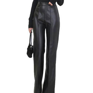Pantalones de Cuero para Mujer de Alta Calidad 2025, Transpirables, de Cintura Media, con Frente Plano, Cómodos, al por Mayor, Último Estilo - Product Image 1