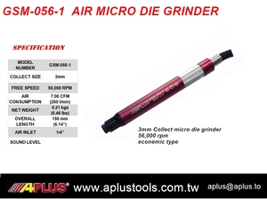 AMOLADORA MICRO DIE APLUS DE AIRE, 56.000 RPM, RECOGER TAMAÑO 3mm - Product Image 2