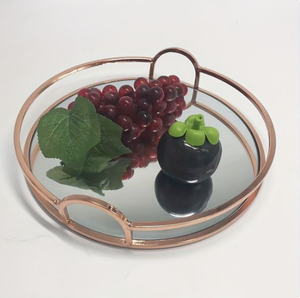 Miroir en métal arrondi plateau décoratif doré utilisation maison hôtel restaurant bar ustensiles de cuisine décor de table noël - Product Image 6