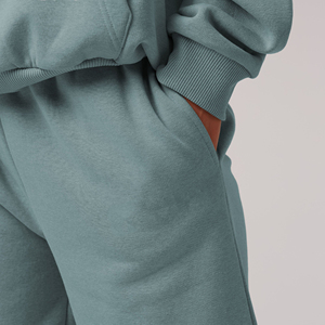 Couleur personnalisée pour femmes 100% coton lourd hiver Hip Hop Jogging survêtement longs hauts - Product Image 6