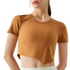Camiseta Corta de Cuello Redondo para Mujer, Color Sólido, Precio Razonable, Alta Calidad, Transpirable y Ligera - Product Image 6