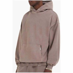 Sweat à capuche en molleton d'hiver pour homme, 100% coton, poids lourd, logo en relief, broderie 3D, uni, décontracté, sport, à capuche, haute qualité - Product Image 4
