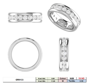 Men's White Gold <b>Rhodium</b> Plated <b>Ring</b> with Eternity Channel Set Lab-Grown Diamond Classic Stylish Elegant - Product Image 5