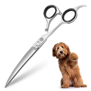 Juego de tijeras de aseo para mascotas veterinarias en forma de animal plateado de 7,5 pulgadas, dientes de espina de pescado de acero inoxidable con 4 tijeras - Product Image 1