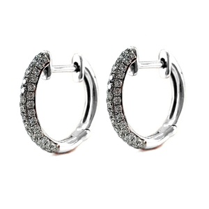 Hot Sales Casual Custom Made 18K Solid White Gold Hoop Earrings Fine Jewellery Natural Diamond Brilliant Cut Trendy Women's Gift - Product Image 3