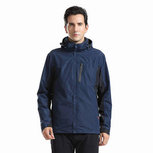 Prix de gros Vestes de randonnée imperméables grande taille avec fermeture éclair multi-poches à col montant pour adultes pour les jours de pluie de printemps - Product Image 4