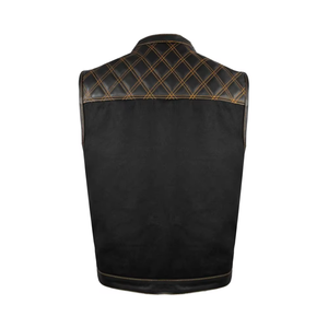 New Arrival Men's <b>Black</b> Leather Motorbike <b>Vests</b> Leather Jackets Custom Design Printed Breathable Zipper Leather <b>Vest</b> for Winter - Product Image 3