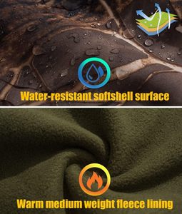 Vêtements de chasse silencieux pour hommes veste de randonnée en plein air à coquille souple manteau à capuche polaire résistant à l'eau avec poches - Product Image 6