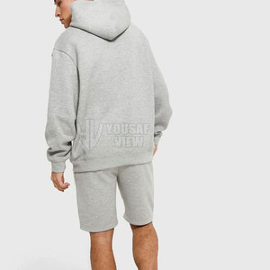 OEM Casual Men's Hoodie Shorts <b>Set</b> Best Cotton Made Plus Size Summer Solid Printed Pattern for Sale - Product Image 5