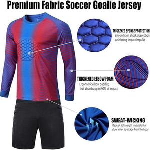 Adult Men's Soccer Goalkeeper Jersey Set Long Sleeve Guard Uniform Shorts <b>Knee</b> <b>High</b> Socks Quick Dry Team Kit - Product Image 2